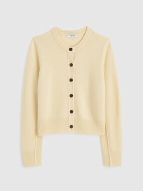 Madewell Cashmere Button- Front Cardigan Sweater in Lemon Size XXS $198 NS663